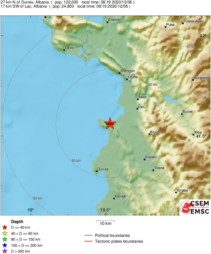 terremoto albania oggi