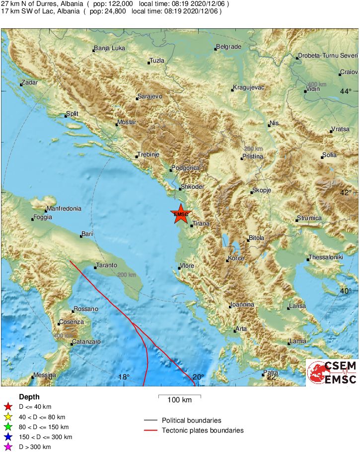 terremoto albania 6 dicembre 2020