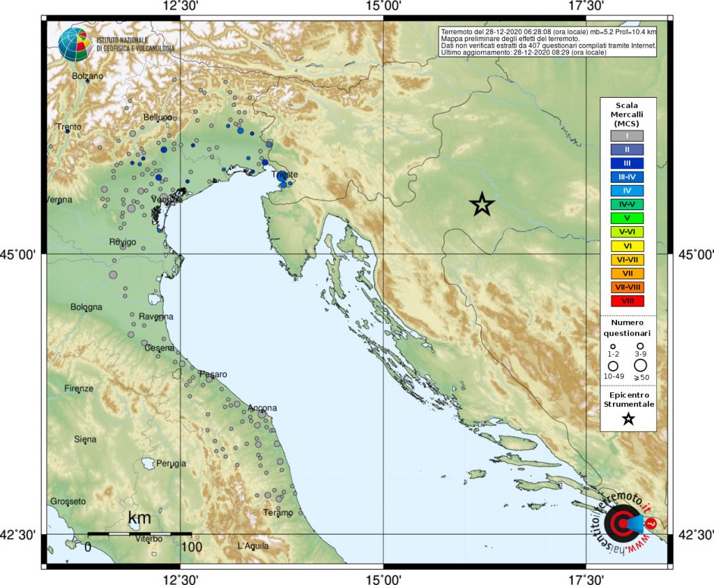 terremoto croazia nord italia