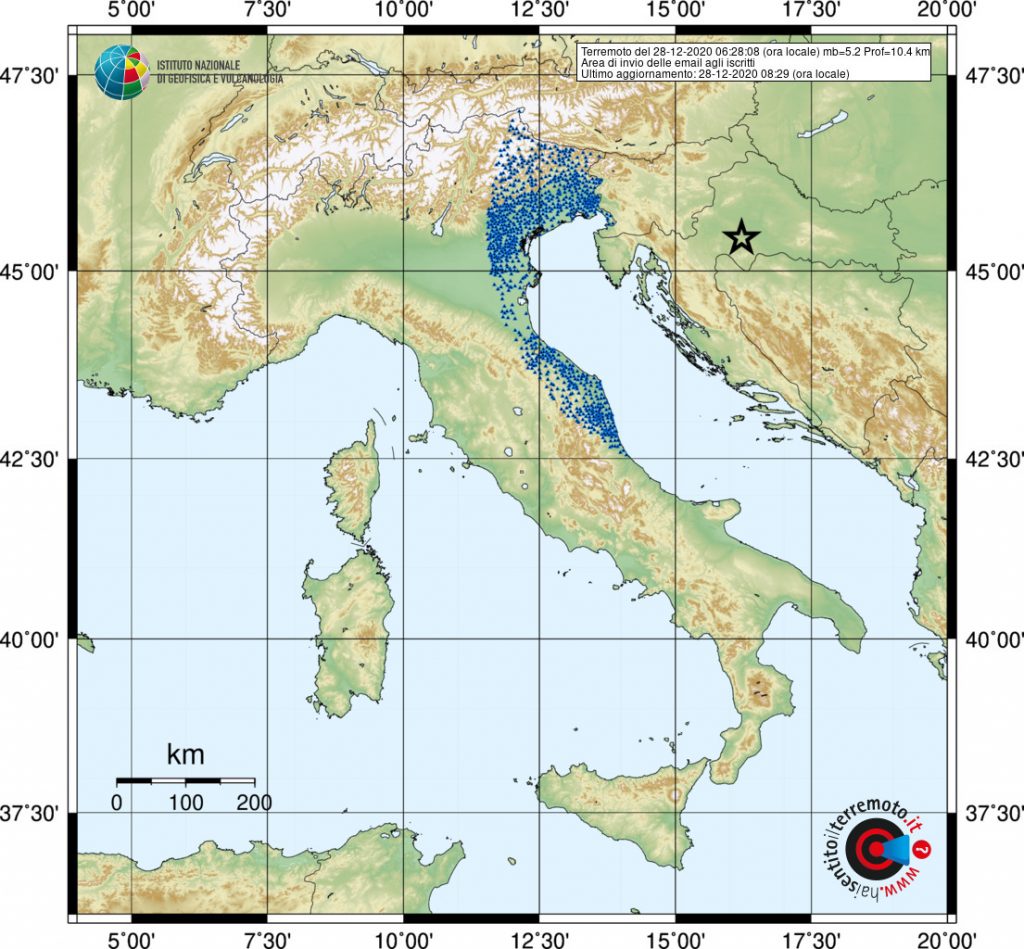 terremoto croazia nord italia