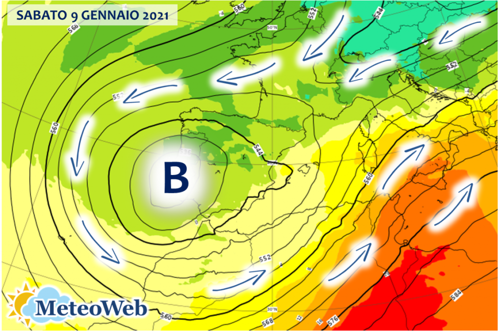previsioni meteo sabato 9 gennaio