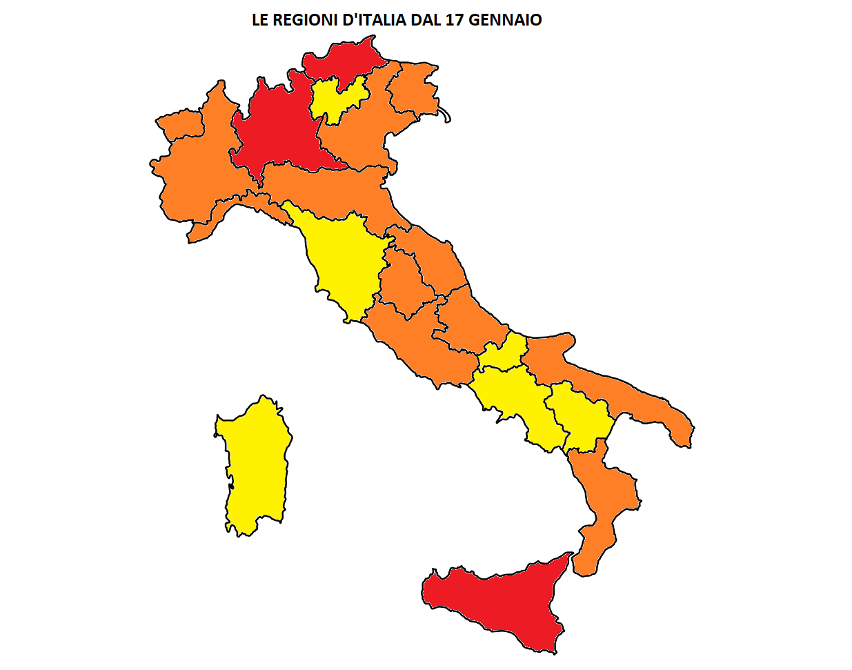 regioni italia colori 17 gennaio
