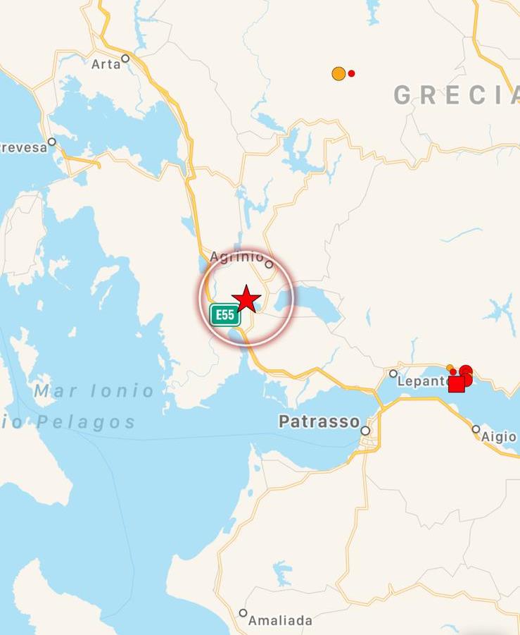 Le mappe preliminari sull'epicentro del terremoto di stasera in Grecia