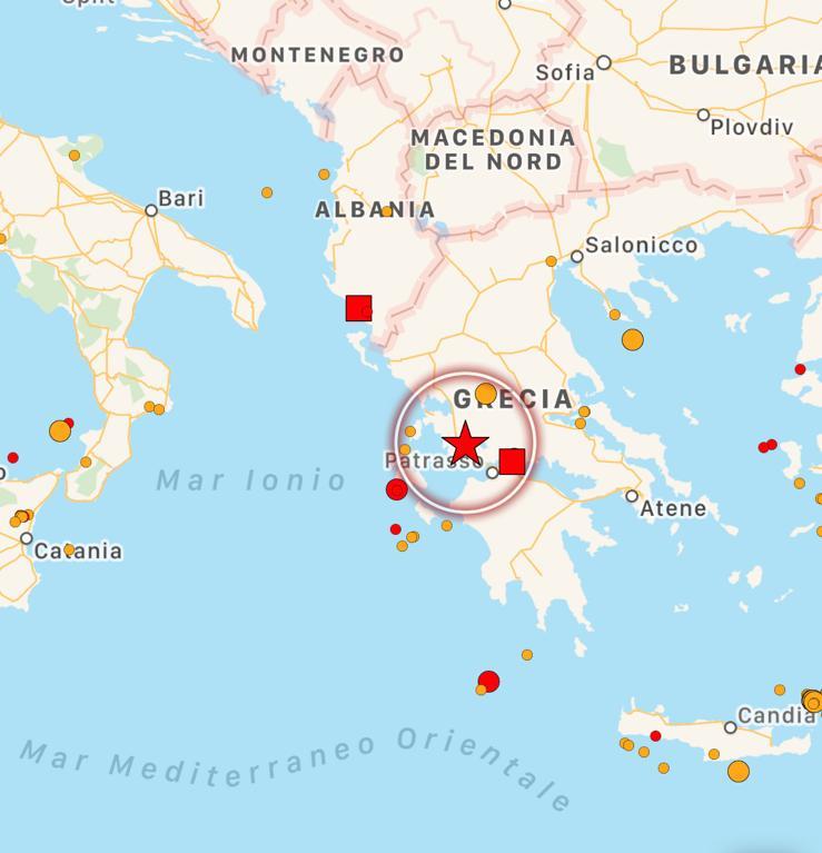 Le mappe preliminari sull'epicentro del terremoto di stasera in Grecia
