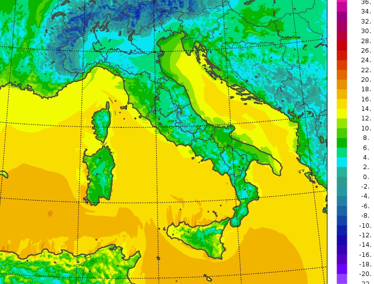 temperature minime italia oggi