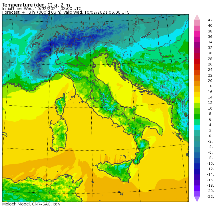 temperature minime italia oggi