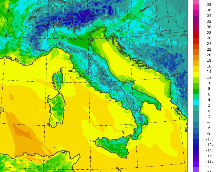 temperature minime oggi italia