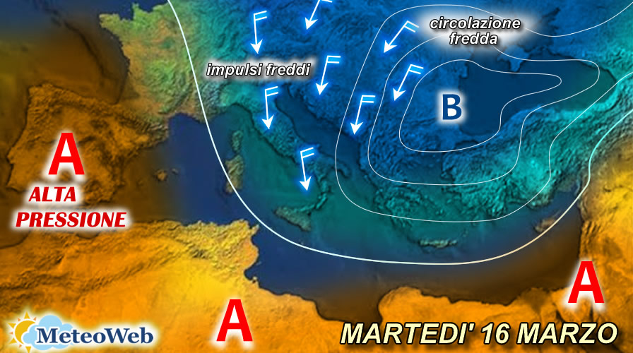 previsioni meteo Martedì 16 febbraio
