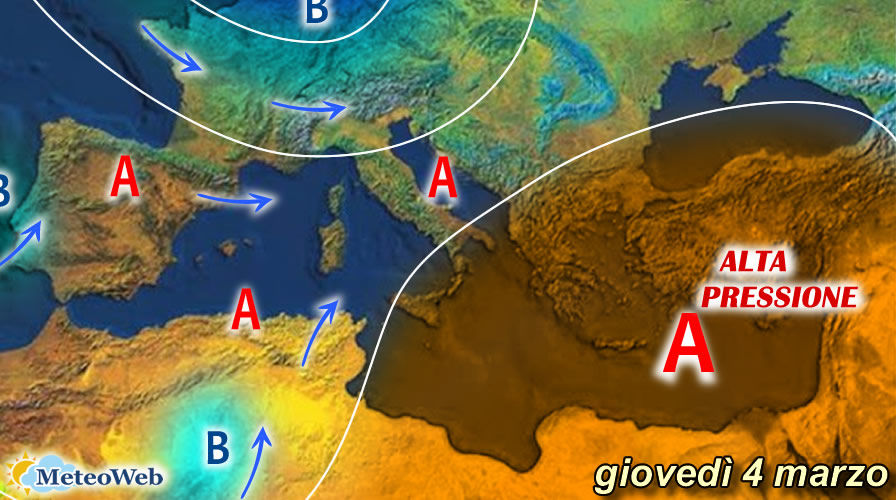 previsioni meteo giovedì 4 marzo