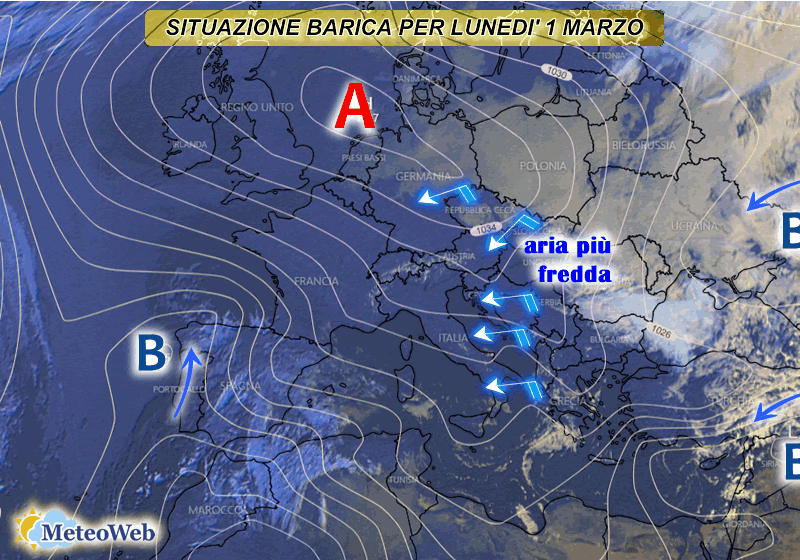 previsioni meteo lunedì 1 marzo