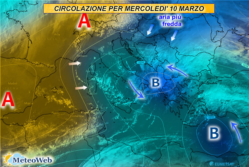 previsioni meteo martedì 9 marzo