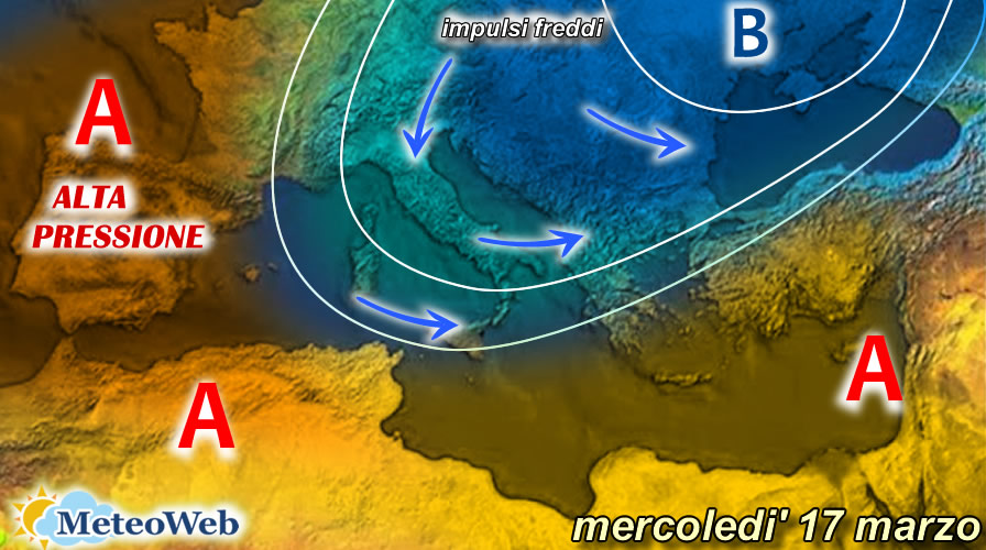 previsioni meteo mercoledì 17 marzo