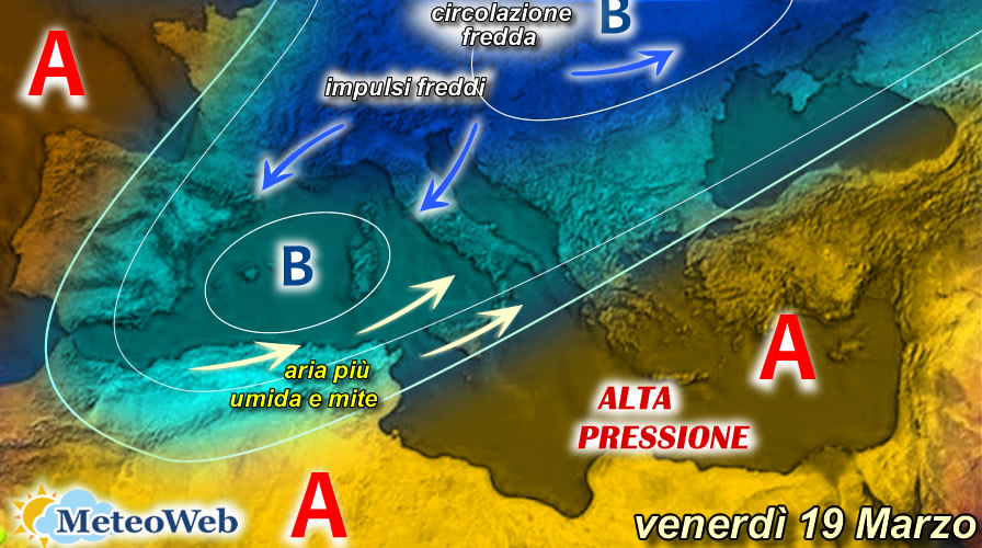 previsioni meteo venerdì 19 marzo