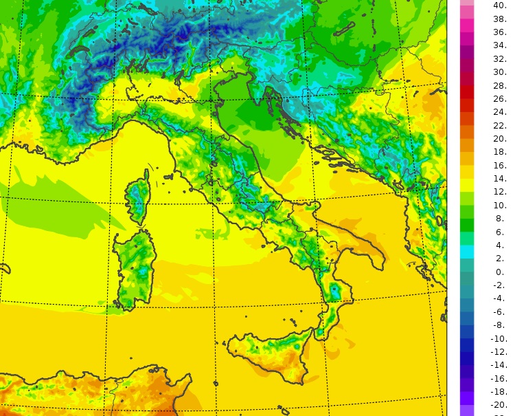 temperature massime italia oggi