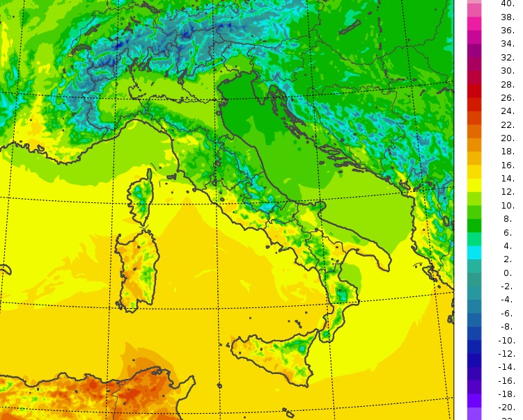 temperature massime italia oggi