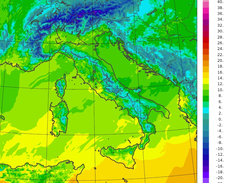 temperature massime oggi italia