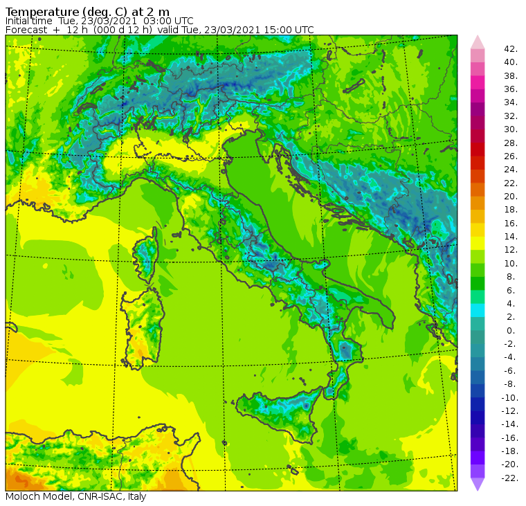 temperature massime oggi italia