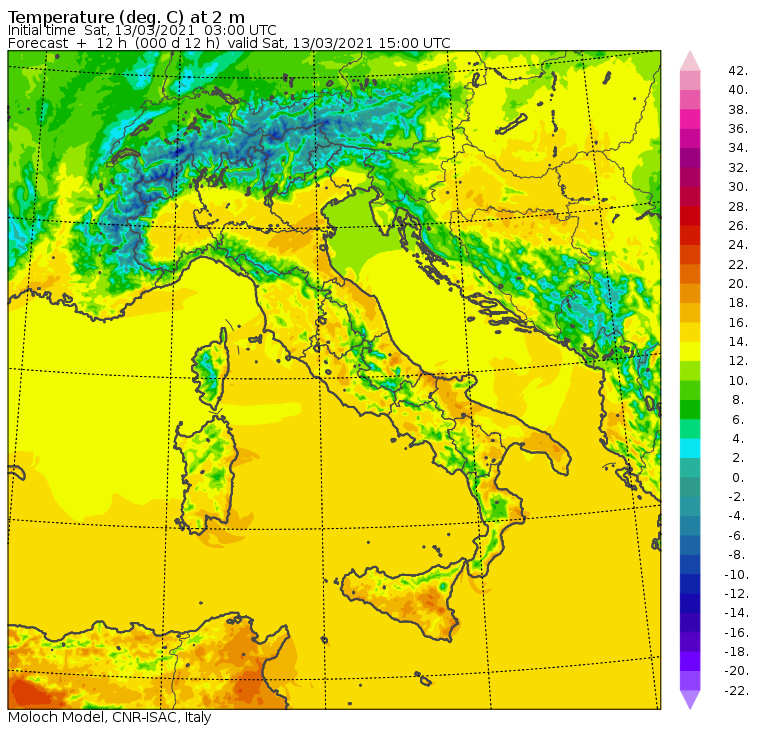 temperature massime oggi italia