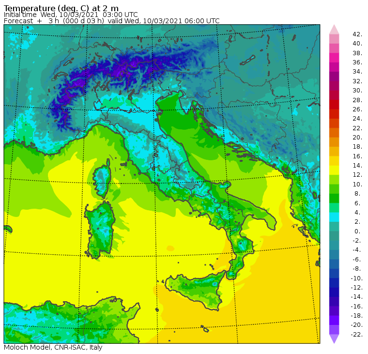 temperature minime italia oggi