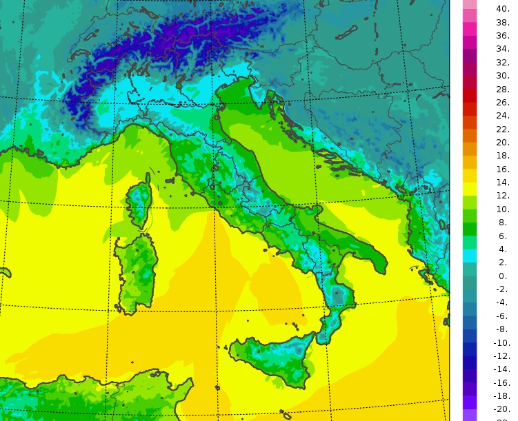 temperature minime italia oggi