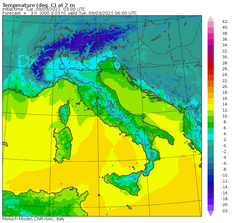 temperature minime italia oggi