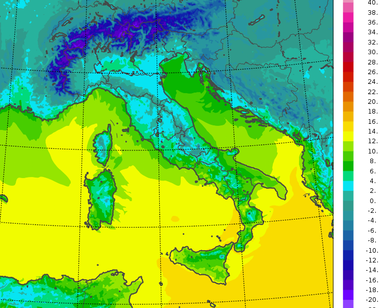 temperature minime italia oggi