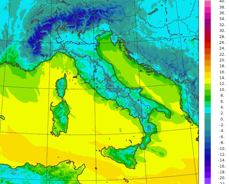 temperature minime italia oggi