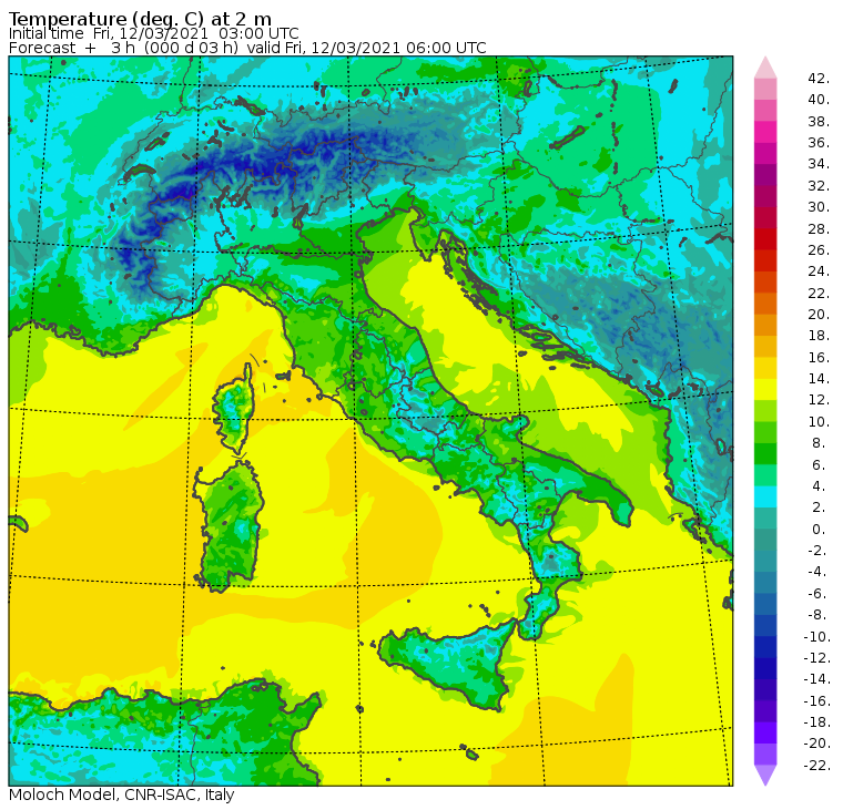 temperature minime italia oggi