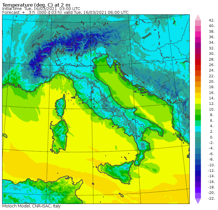 temperature minime italia oggi