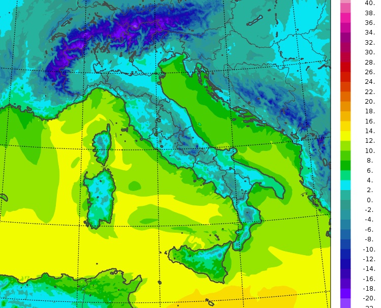 temperature minime italia oggi