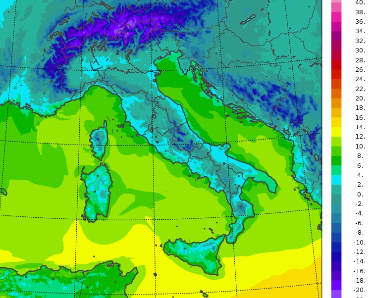 temperature minime italia oggi