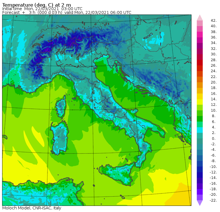 temperature minime italia oggi