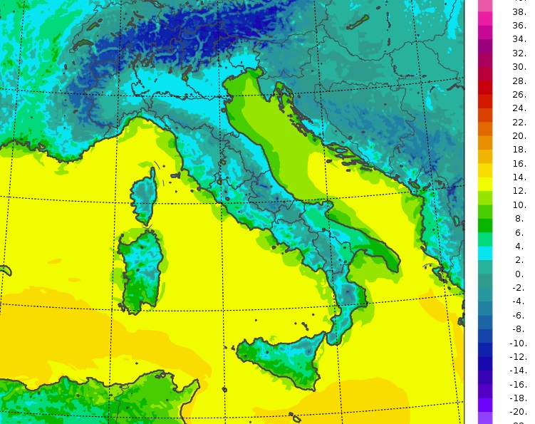 temperature minime italia oggi