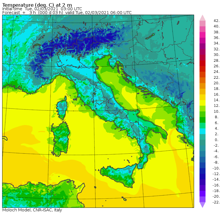 temperature minime oggi italia
