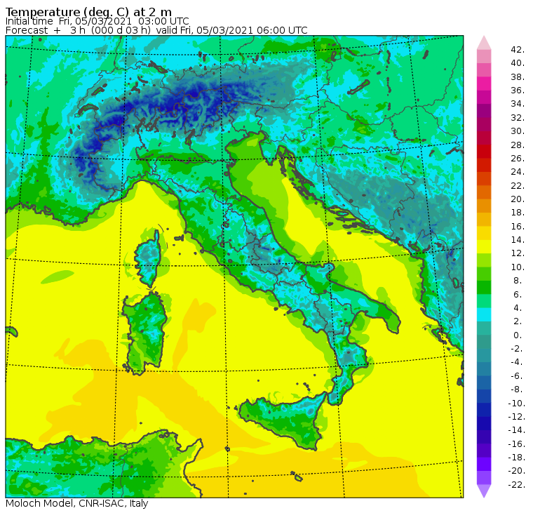 temperature minime oggi italia