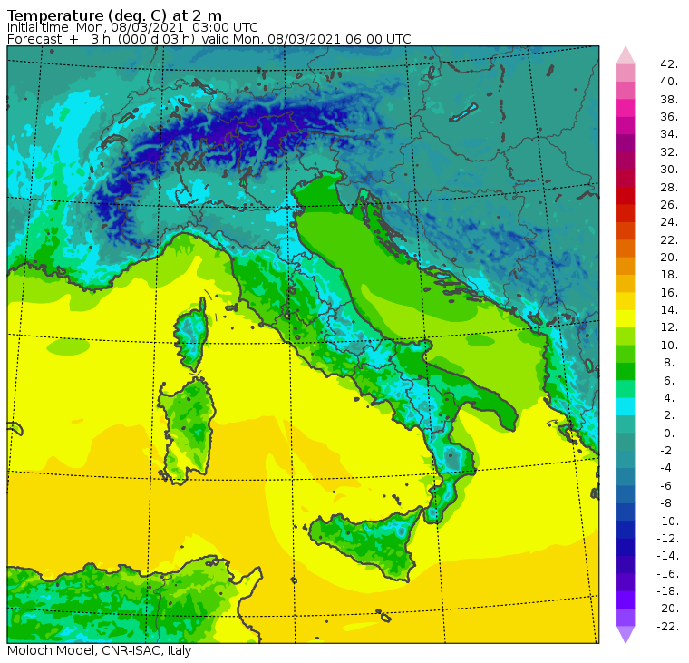 temperature minime oggi italia