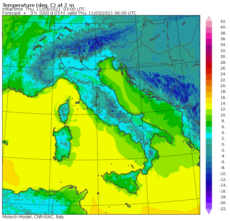 temperature minime oggi italia