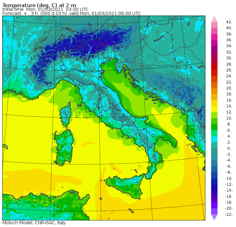 temperature minime oggi italia