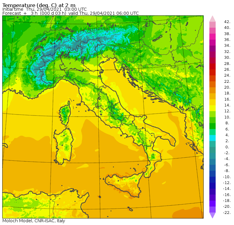il meteo temperature minime italia oggi
