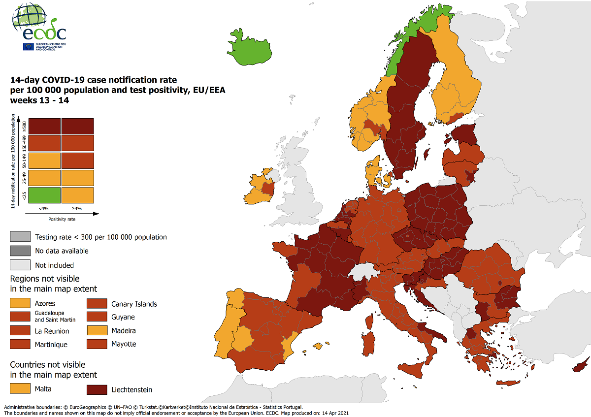 mappa contagio coronavirus europa ecdc