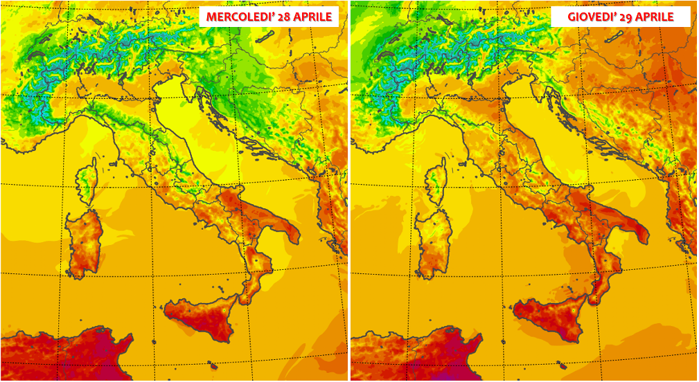 previsioni meteo 28 29 aprile 2021 temperature italia