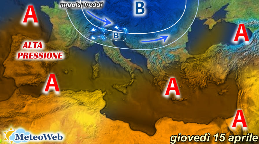 previsioni meteo giovedì 15 aprile