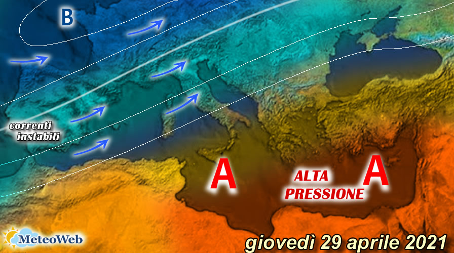 previsioni meteo giovedì 29 aprile