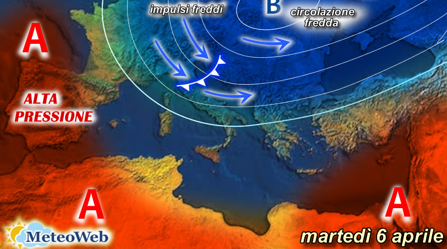 previsioni meteo martedì 6 aprile