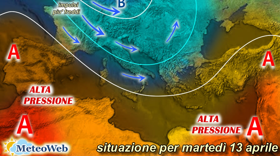previsioni meteo matredì 13 aprile