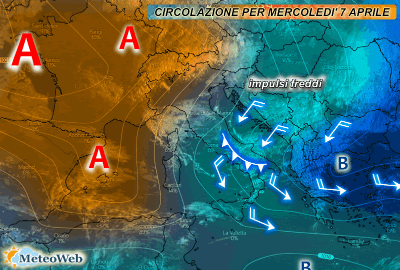 previsioni meteo mercoledì 7 aprile