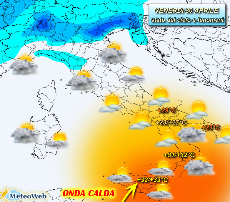 previsioni meteo piogge venerdì 30 aprile