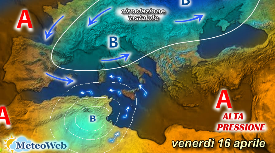 previsioni meteo venerdì 16 aprile