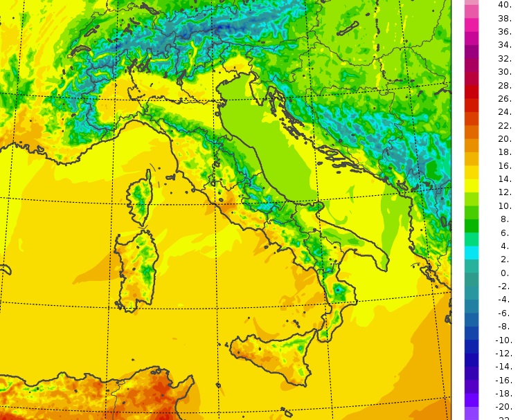 temperature massime italia oggi