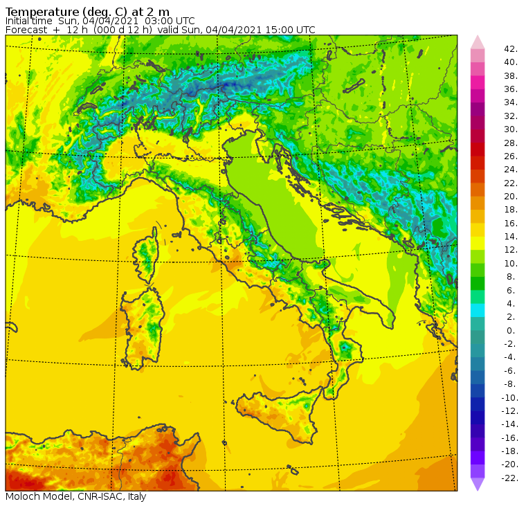 temperature massime italia oggi
